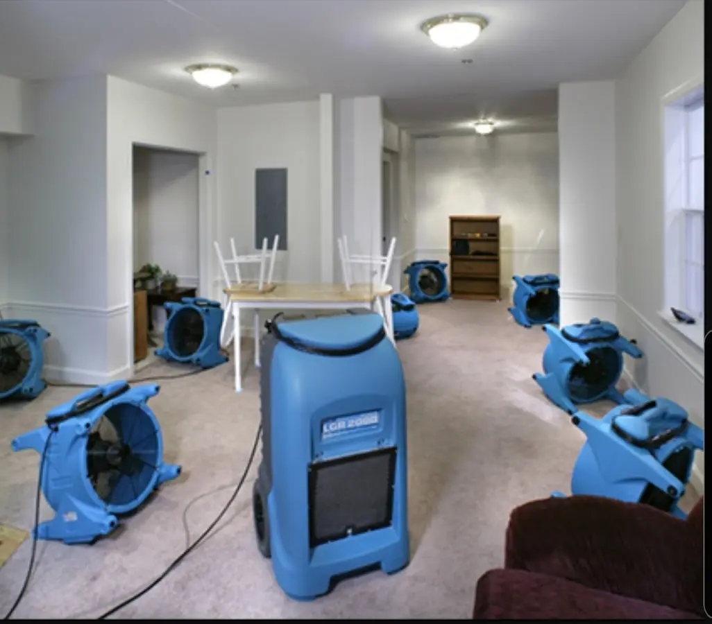 Air movers and dehumidifier setup for Water Damage Restoration in Ferry Pass